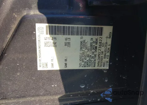 2012 Nissan Altima 2.5 S from USA, damaged, VIN 1N4AL2AP9CC236822